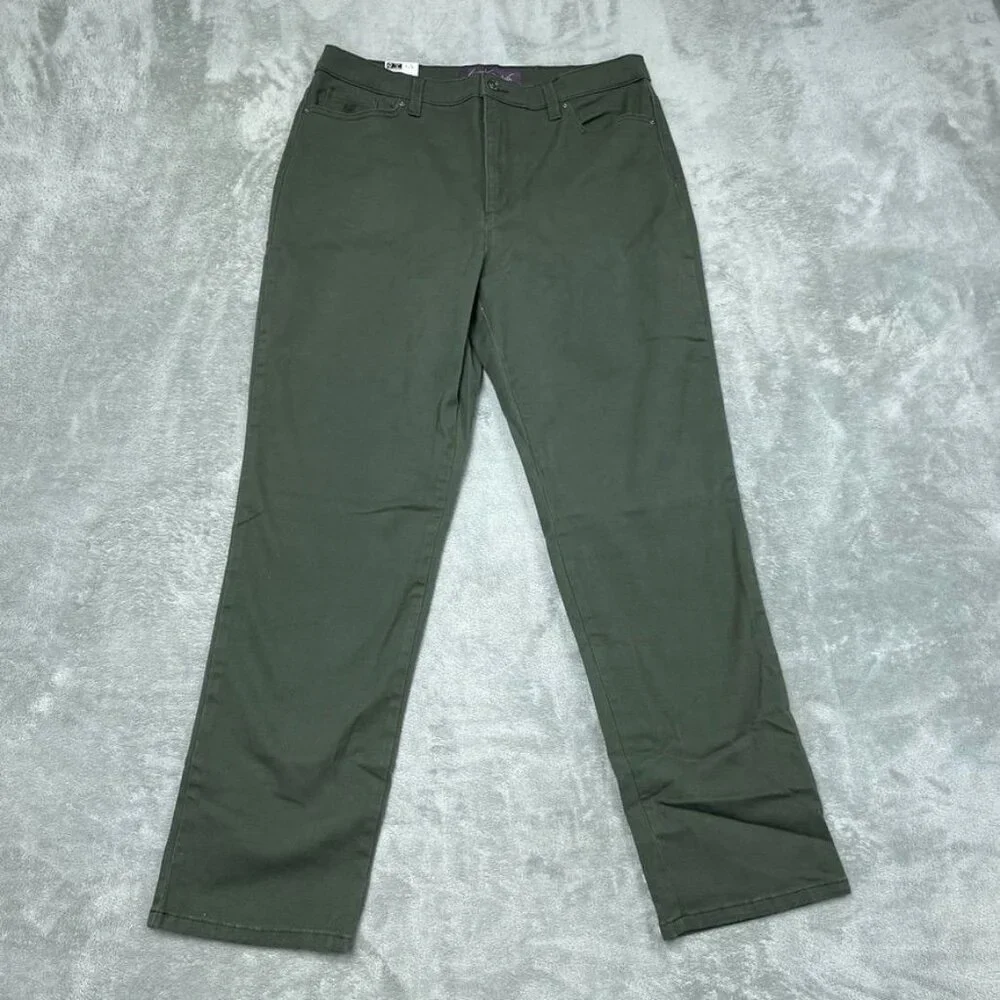 Gloria Vanderbilt Amanda Womens High-Rise Tapered Leg Pants Size 14 Green a1595 - Picture 1 of 5